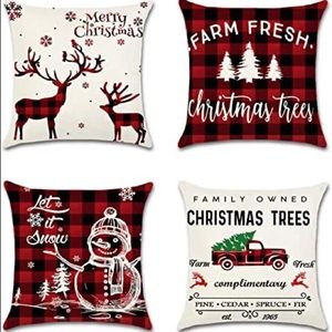 Christmas Throw Pillow Covers, 18x18 Inch (4)
